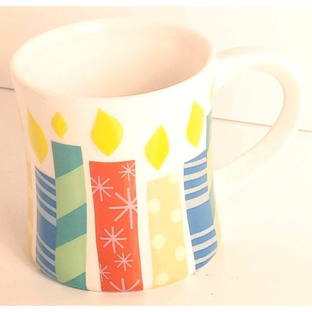 Hallmark Ceramic Mug With Colorful Candle Design Dishwasher & Microwave Safe